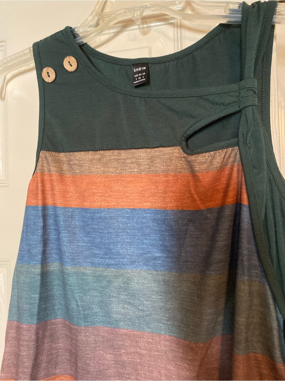 SHEIN Forest Green Tank Dress with Multicolor Stripes